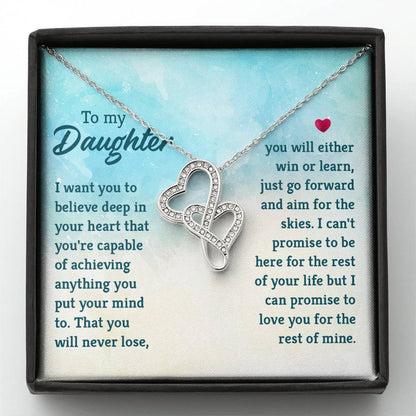 To My Daughter Necklace – Daughter Gift for Valentine’s and Graduation – Heart-to-heart Pendant Necklace