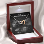 To My Beautiful Wife Necklace - Jewelry Gift for Wife from Husband to Celebrate Love on Valentine’s Day & More - Interlocking Hearts Necklace