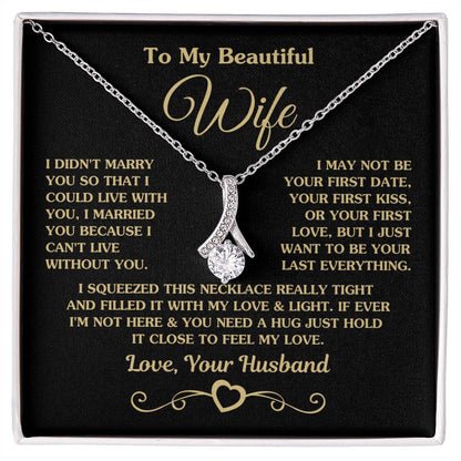 To My Beautiful Wife Necklace - Romantic Husband to Wife Jewelry for Birthday, Valentine’s Day & Special Celebrations - Alluring Beauty Necklace