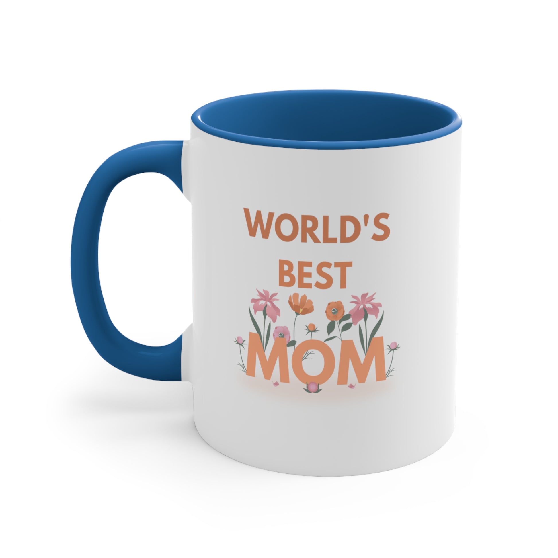 Blue and white world's best mom mug