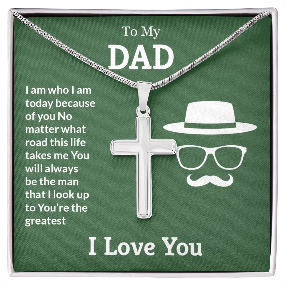 To My Dad Necklace - You're the greatest - Dad Gift from Kids - Artisan Cross Necklace