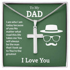 To My Dad Necklace - You're the greatest - Dad Gift from Kids - Artisan Cross Necklace