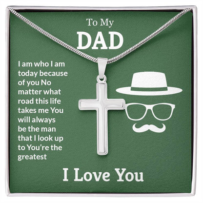 To My Dad Necklace - You're the greatest - Dad Gift from Kids - Artisan Cross Necklace
