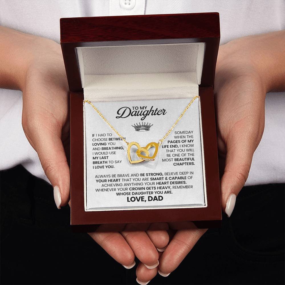 To My Daughter Necklace - Sentimental Jewelry Gift from Dad for Graduation & Life Achievements - Interlocking Hearts Necklace