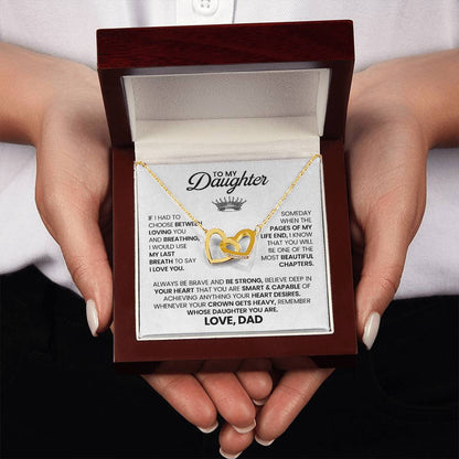 To My Daughter Necklace - Sentimental Jewelry Gift from Dad for Graduation & Life Achievements - Interlocking Hearts Necklace