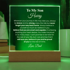 Unique Acrylic Plaque Gift for Son, Personalized Keepsake with Loving Words, Special Day Surprise, To My Son