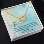 To My Beautiful Wife Necklace - Romantic Husband to Wife Jewelry for Birthday, Valentine’s Day & Special Celebrations - Interlocking Hearts Necklace