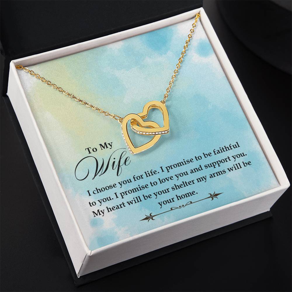 To My Beautiful Wife Necklace - Romantic Husband to Wife Jewelry for Birthday, Valentine’s Day & Special Celebrations - Interlocking Hearts Necklace