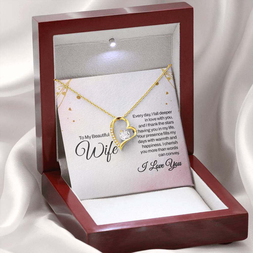 To My Beautiful Wife Necklace - Meaningful Romantic Gift for Wife from Husband for Valentine’s Day & Forever Love - Forever Love Necklace