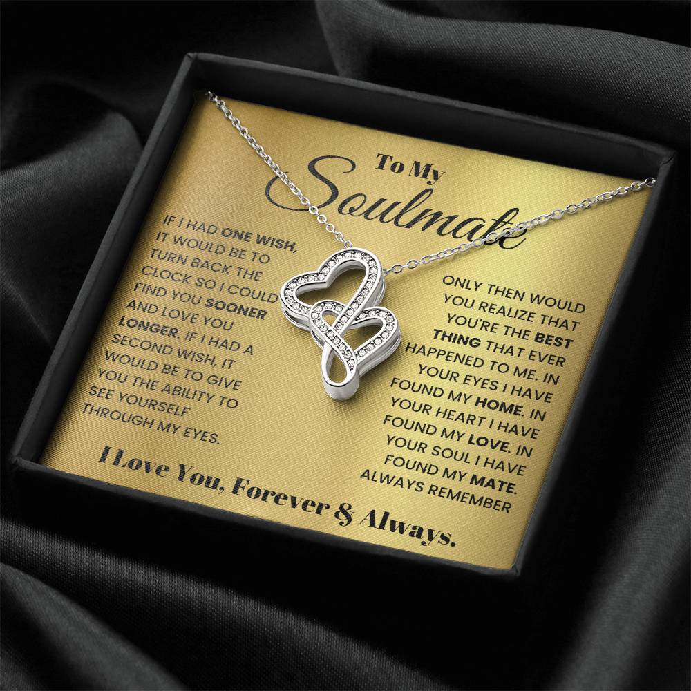 To My Soulmate Necklace - Romantic Gift for Special Occasions & Just Because Love - Heart-to-heart Pendant Necklace