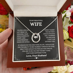 Wife Gift Pendant Necklace, Elegant Jewelry, Romantic Anniversary Present, Love Keepsake, Meaningful Gift for Her, To My Beautiful Wife