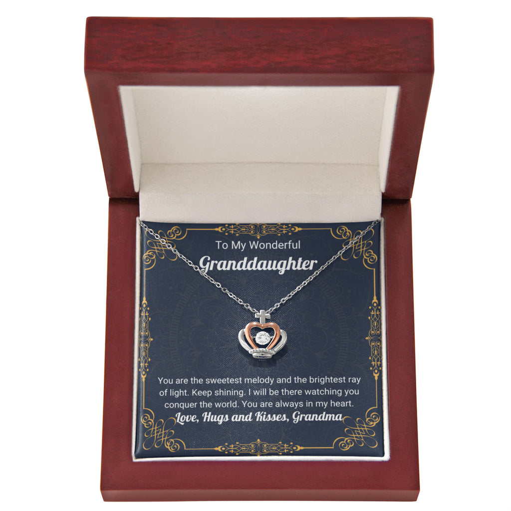 To My Granddaughter Necklace – Gift from Grandma for Granddaughter’s Birthday & Graduation – Crown Pendant Necklace