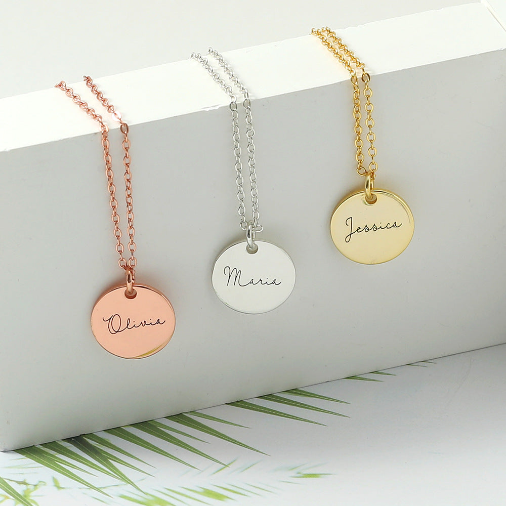 Noble And Exquisite Round Plate Customized Name Wind Necklace
