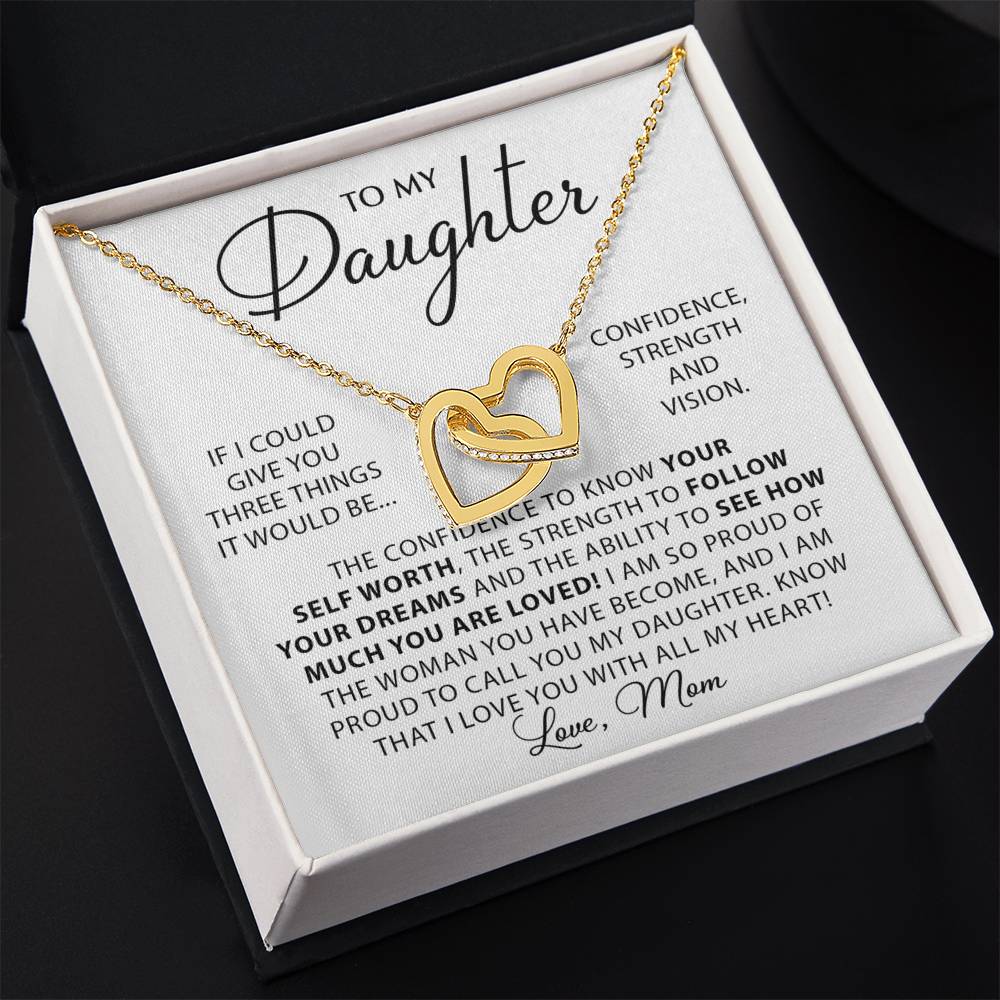 To My Daughter Necklace – Holiday Gift for Daughter Graduation from Mom – Interlocking Hearts Necklace