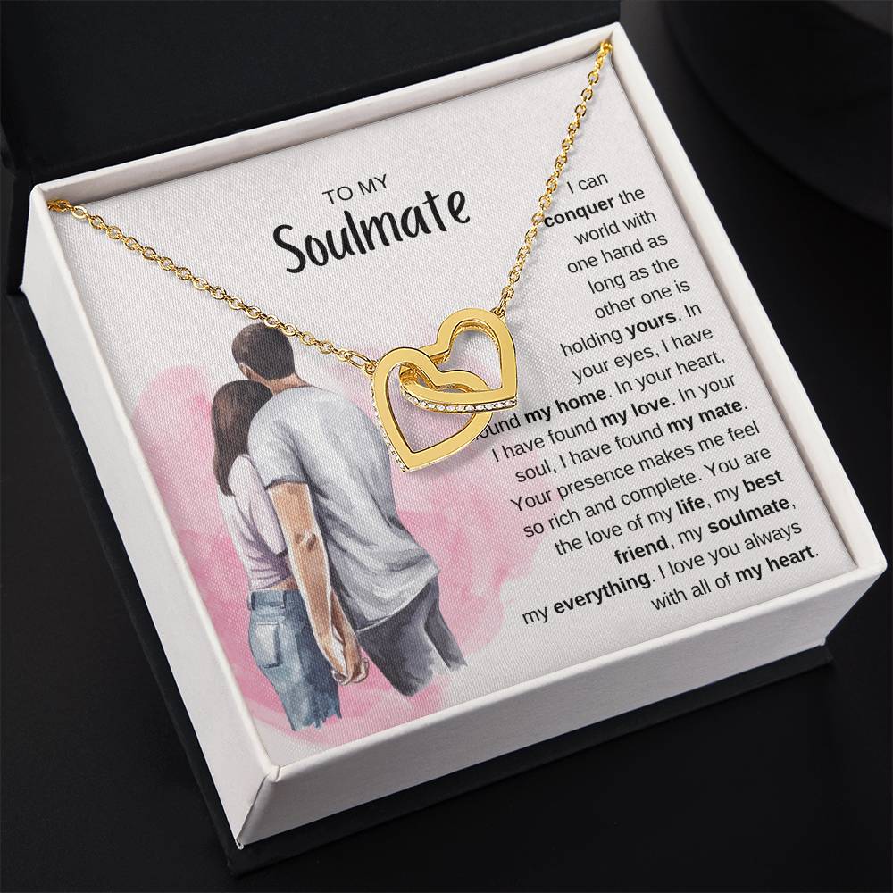 To My Soulmate Necklace - Perfect Gift for Romantic Celebrations & Appreciation Days - Interlocking Hearts Necklace