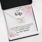 To My Beautiful Wife Necklace - Touching Romantic Gift for Wife from Husband for Christmas, Anniversary & Valentine’s Day - Interlocking Hearts Necklace