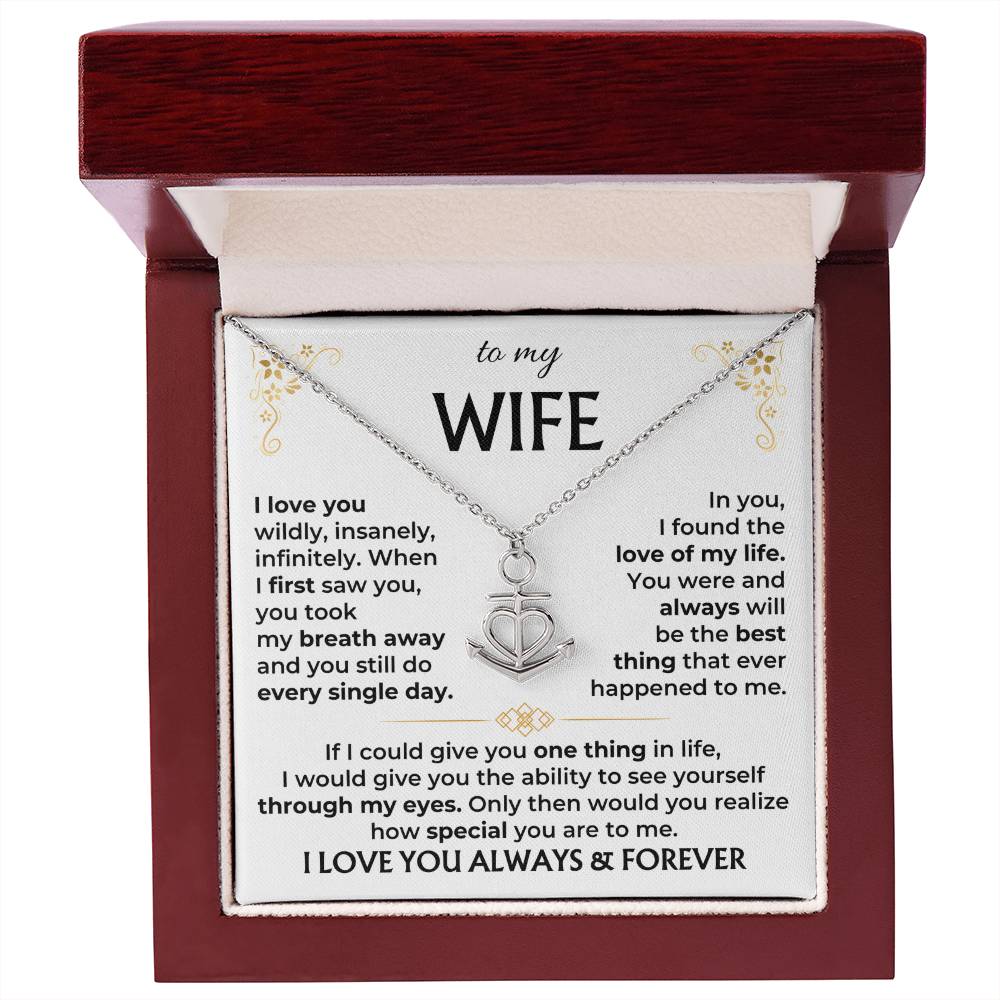 To My Beautiful Wife - Meaningful Jewelry Gift from Husband for Birthday, Valentine’s Day & Anniversary - Anchor Pendant Necklace