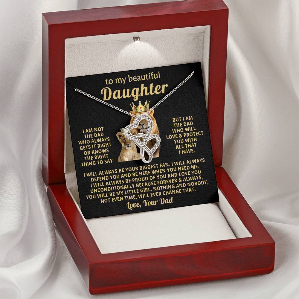 To My Daughter Necklace - Proud Dad to Daughter Jewelry for Birthday, Graduation & Special Celebrations - Heart-to-heart Pendant Necklace