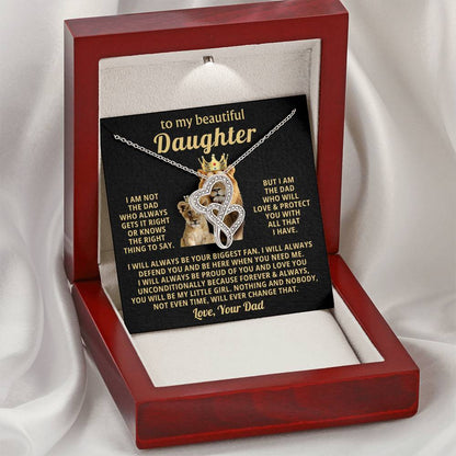 To My Daughter Necklace - Proud Dad to Daughter Jewelry for Birthday, Graduation & Special Celebrations - Heart-to-heart Pendant Necklace