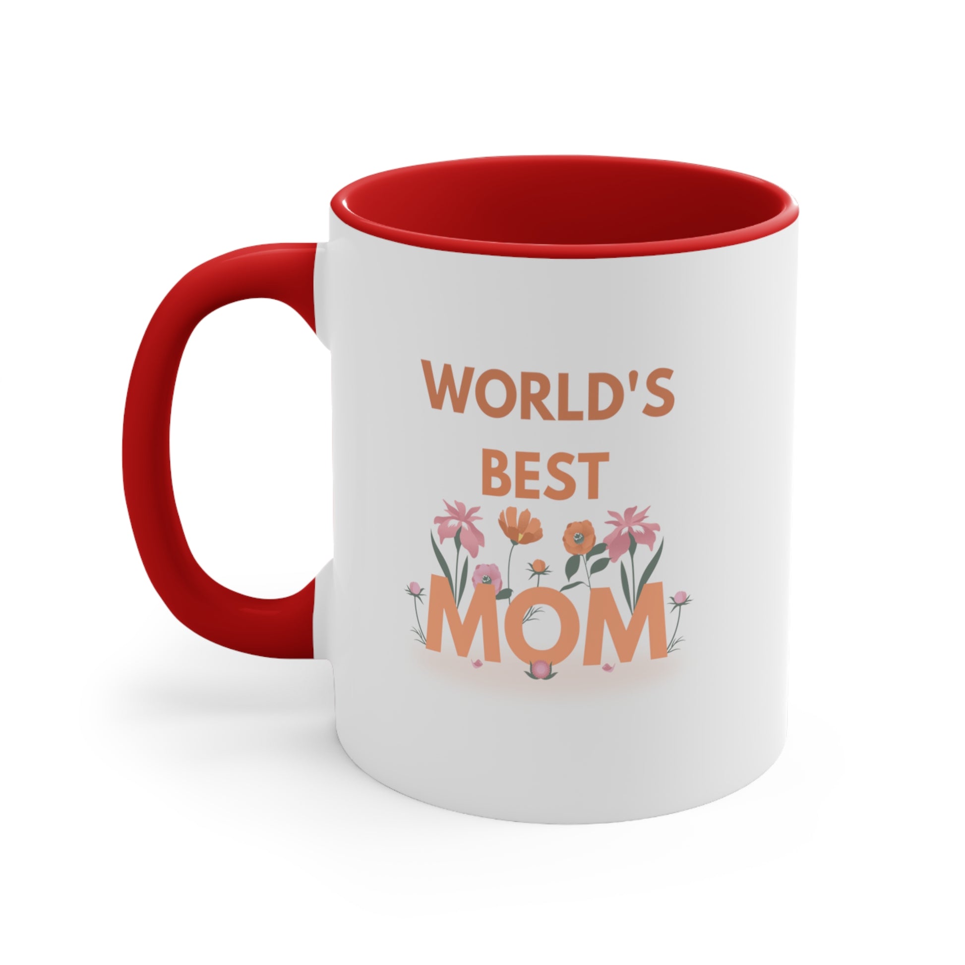 Red and white world's best mom mug