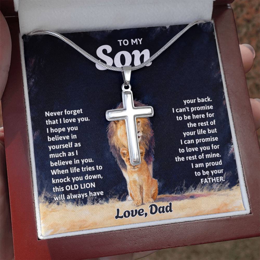 To My Son Necklace - Gift for Son from Dad - Never forget that I love you - Artisan Cross Necklace