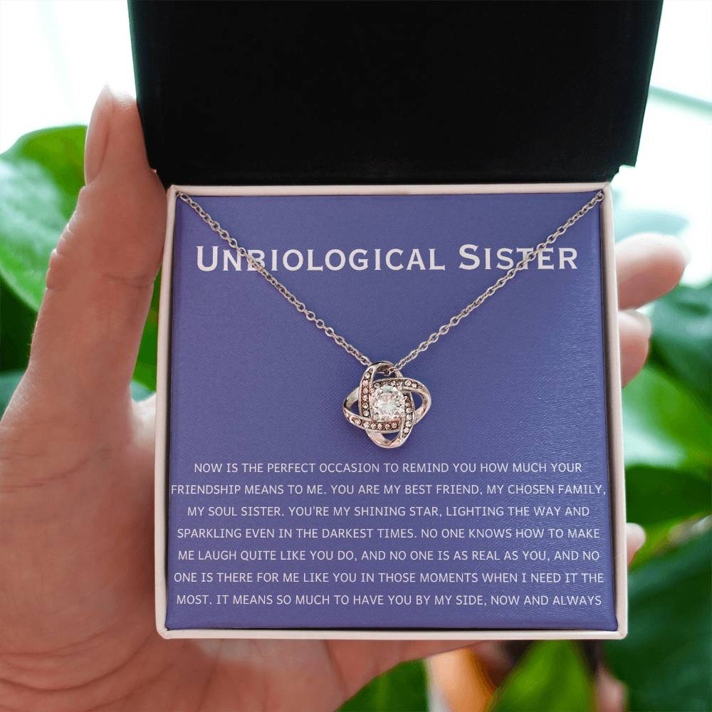 Unbiological Sister Necklace - Gift for Bonus Sister - Love Knot Necklace