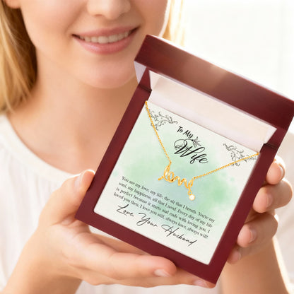 Holiday Gift for Wife - Romantic Jewelry from Husband for Christmas & Valentine’s Day - Scripted Love Necklace