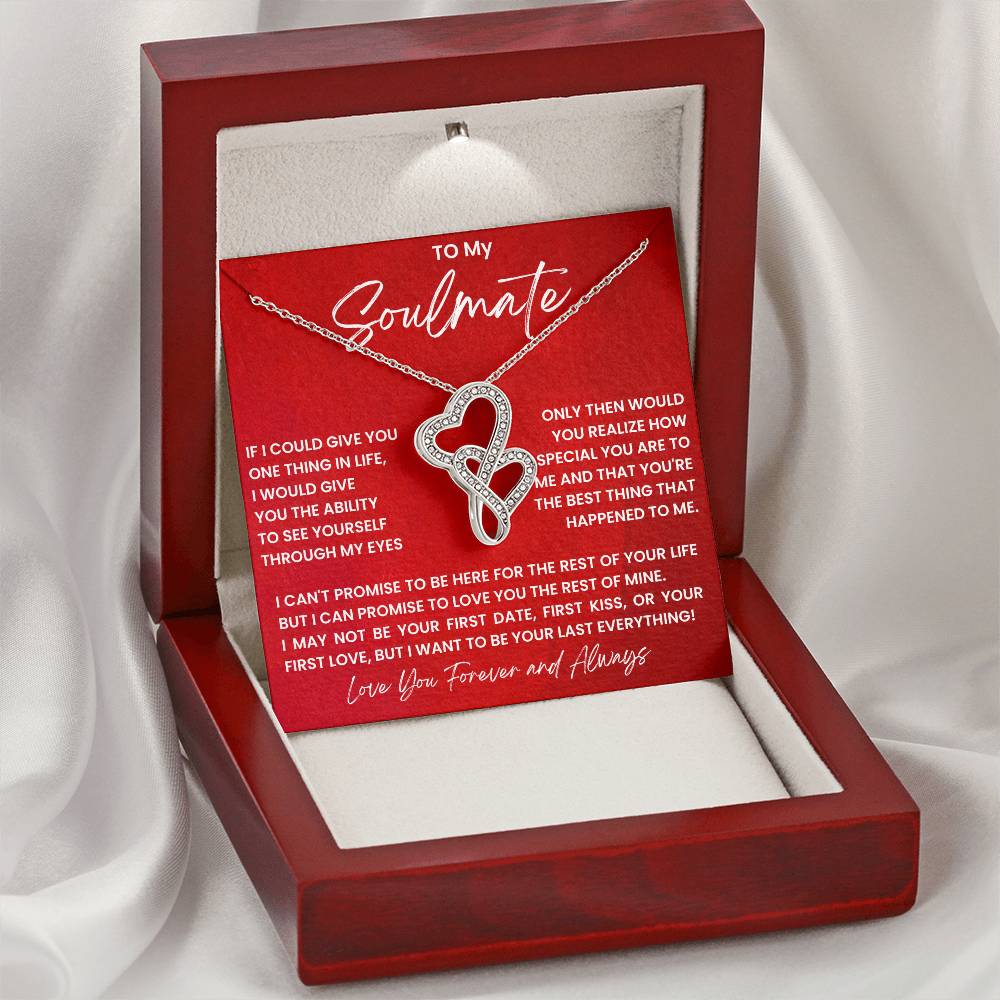 To My Soulmate Necklace - Best Soulmate Gift for Valentine’s Day & Everyday Romance - Heart-to-heart Pendant Necklace