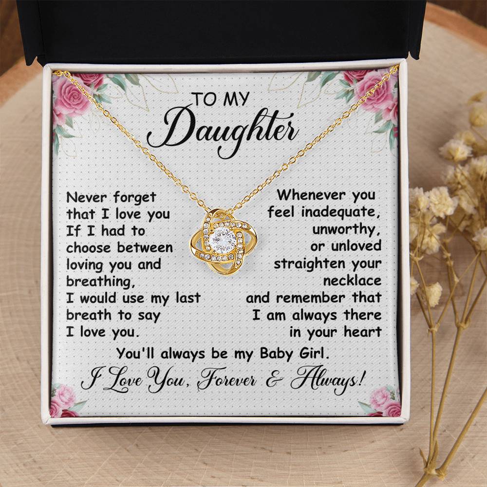 To My Daughter Necklace - Unique Daughter Gift for Christmas, Birthday & Graduation - Love Knot Necklace