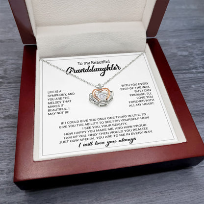 To My Granddaughter Necklace – Birthday & Valentine’s Gift for Grand daughter – Crown Pendant Necklace