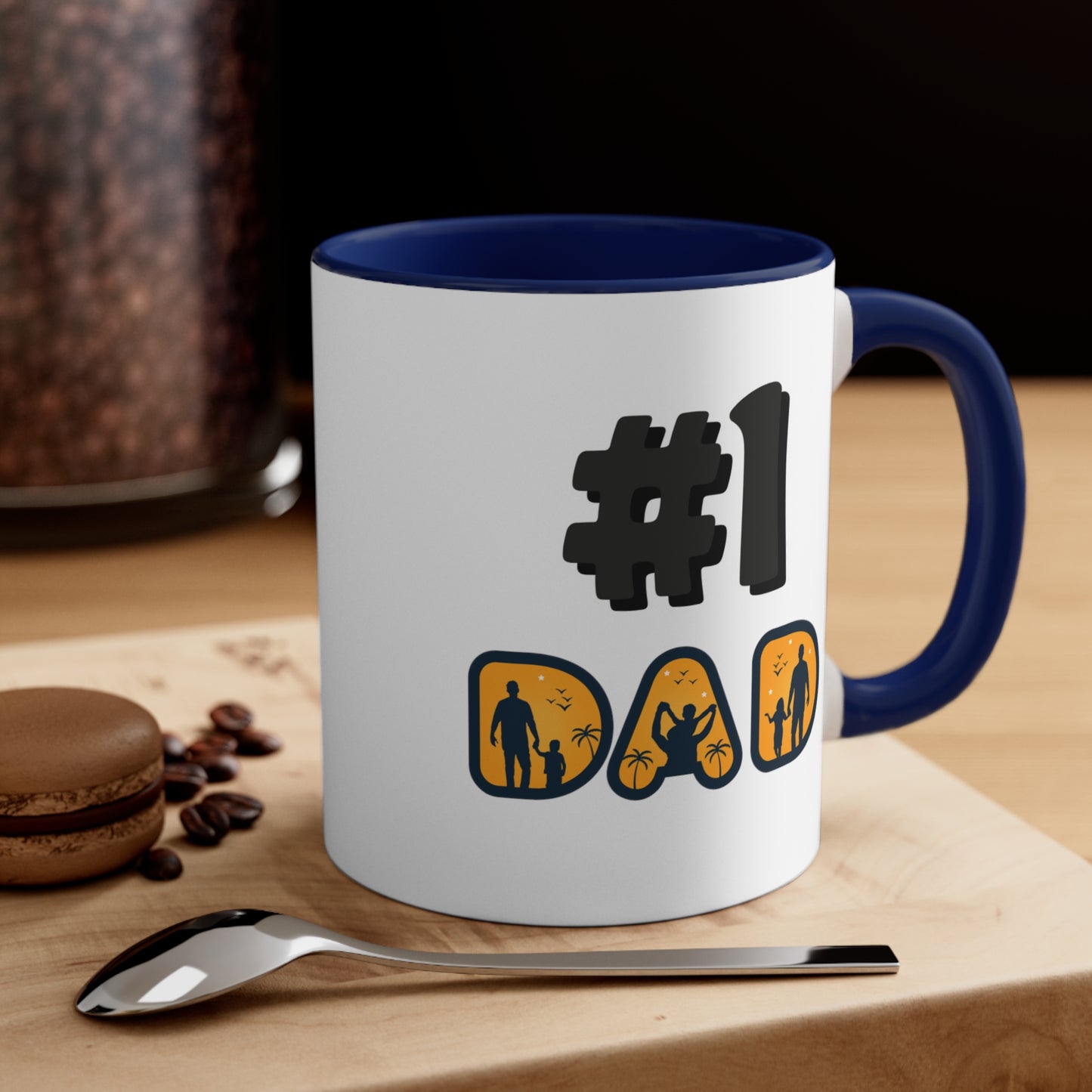 Best #1 Dad Accent Coffee Mug - White and Blue