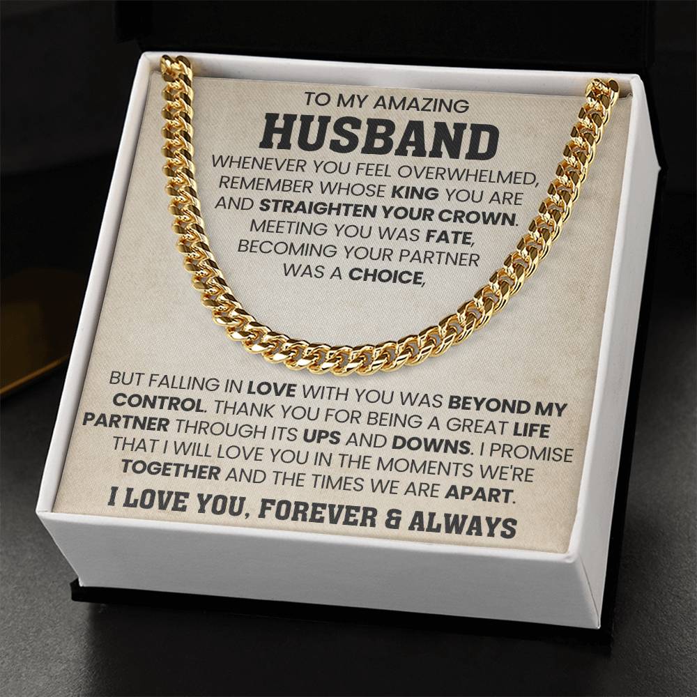 Cuban Link Chain for Him - Husband Birthday & Anniversary Gift from Wife
