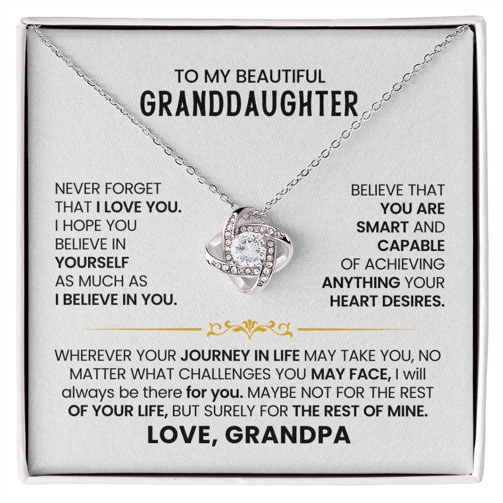 To My Granddaughter Necklace – Christmas Gift for Granddaughter’s Graduation from Grandpa – Love Knot Necklace