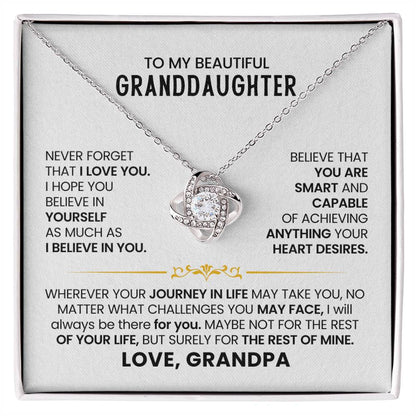 To My Granddaughter Necklace – Christmas Gift for Granddaughter’s Graduation from Grandpa – Love Knot Necklace