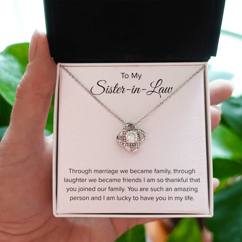 To My Sister In Law - Through Marriage We Become Family - Sister In Law Gift - Love Knot Necklace