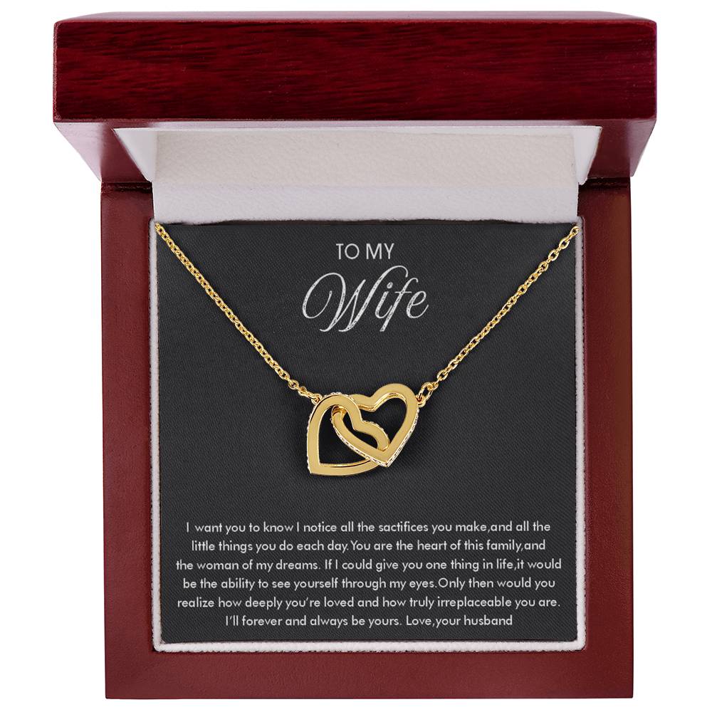 To My Wife Necklace - Thoughtful Gift from Husband to Wife - Interlocking Hearts Necklace