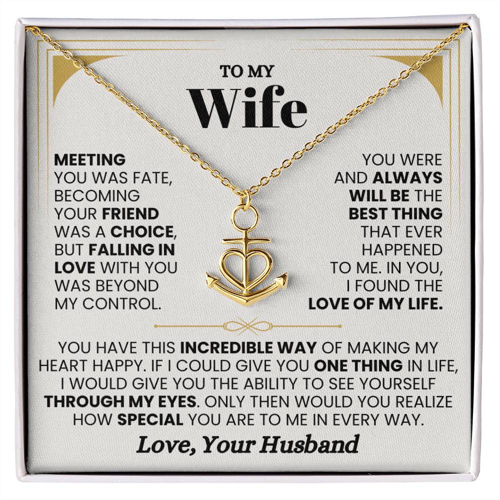 To My Wife Gift from Husband - Romantic Jewelry for Birthday & Anniversary Celebrations - Anchor Pendant Necklace