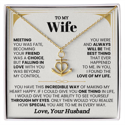 To My Wife Gift from Husband - Romantic Jewelry for Birthday & Anniversary Celebrations - Anchor Pendant Necklace