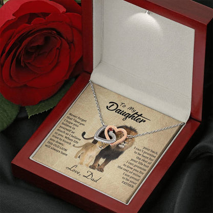 To My Daughter Necklace - Everyday Love Jewelry Gift from Dad for Daughter’s Birthday & Just Because - Interlocking Hearts Necklace