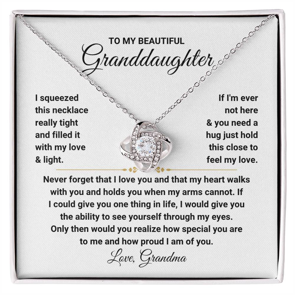 To My Granddaughter Necklace – Birthday & Christmas Gift from Grandma – Love Knot Necklace