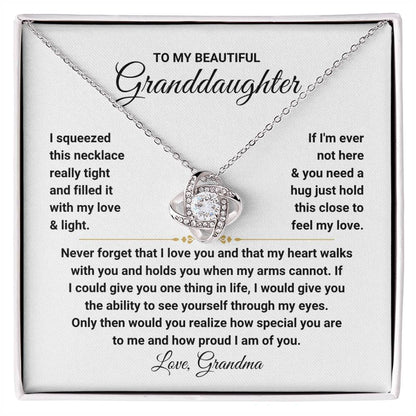 To My Granddaughter Necklace – Birthday & Christmas Gift from Grandma – Love Knot Necklace