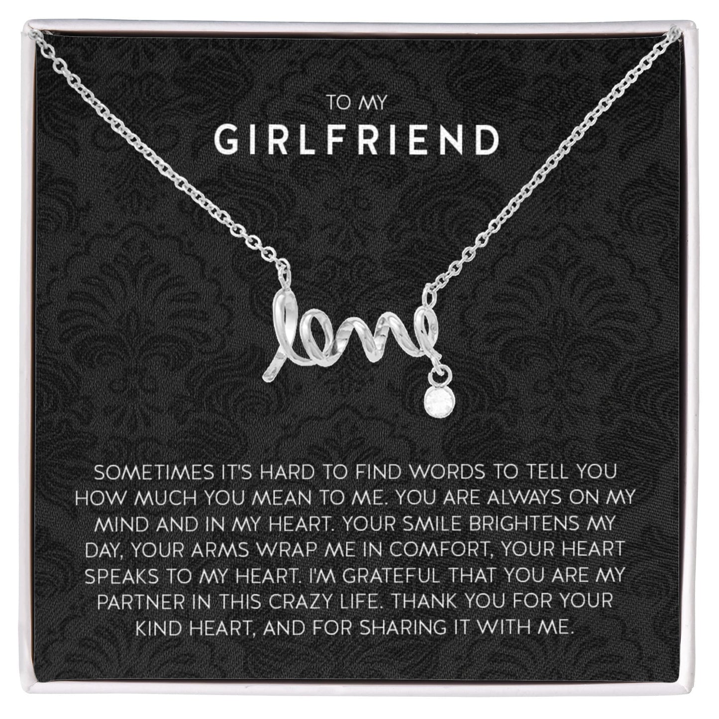 To My Girlfriend Necklace - Romantic Jewelry Gift for Christmas, Valentine’s Day & Surprises - Scripted Love Necklace