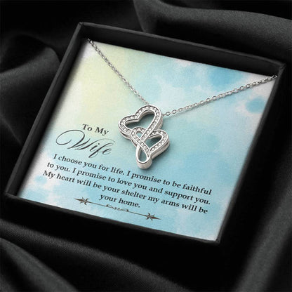 Special Gift for Wife - Romantic Jewelry from Husband for Valentine’s Day or Birthday - Heart-to-heart Pendant Necklace
