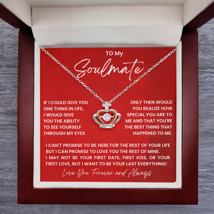 To My Soulmate Necklace - Long Distance Soulmate Gift for Valentine’s Day & Special Days - Crown Pendant Necklace