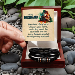 Personalized Men’s Bracelet with Cross, Luxury Gift Box & Loving Message Card, Unique Jewelry Gift, To My Husband