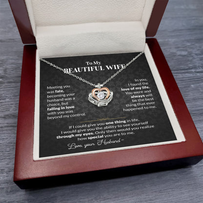 To My Wife Necklace - Holiday & Valentine’s Day Gift from Husband - Crown Pendant Necklace
