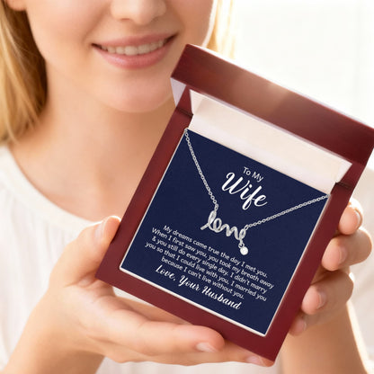 To My Beautiful Wife - Meaningful Jewelry Gift from Husband for Birthday, Valentine’s Day & Anniversary - Scripted Love Necklace