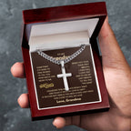 To My Grandson - Just hold this close to feel my love - Grandson Gift from Grandma - Artisan Cross with Cuban Link Chain