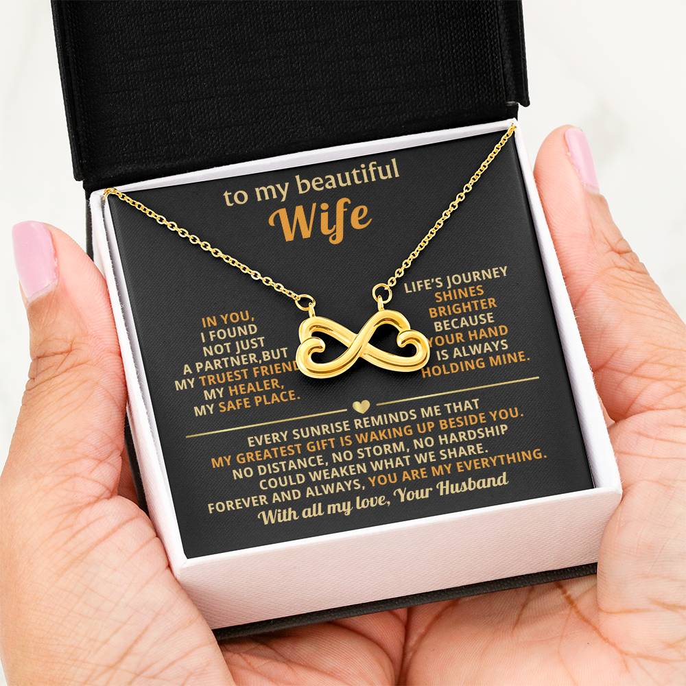 To My Wife Necklace - Romantic Jewelry Gift from Husband for Anniversary, Birthday & Valentine’s Day Surprise Moments - Endless Love Necklace