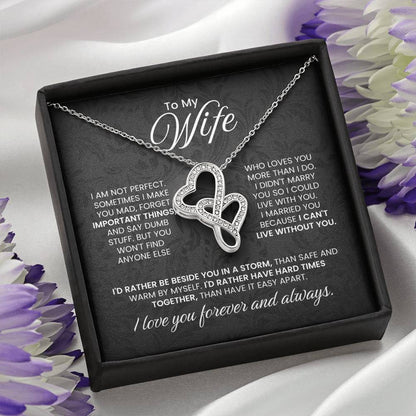 To My Wife Necklace - Romantic Husband to Wife Jewelry for Birthday, Valentine’s Day & Special Celebrations - Heart-to-heart Pendant Necklace